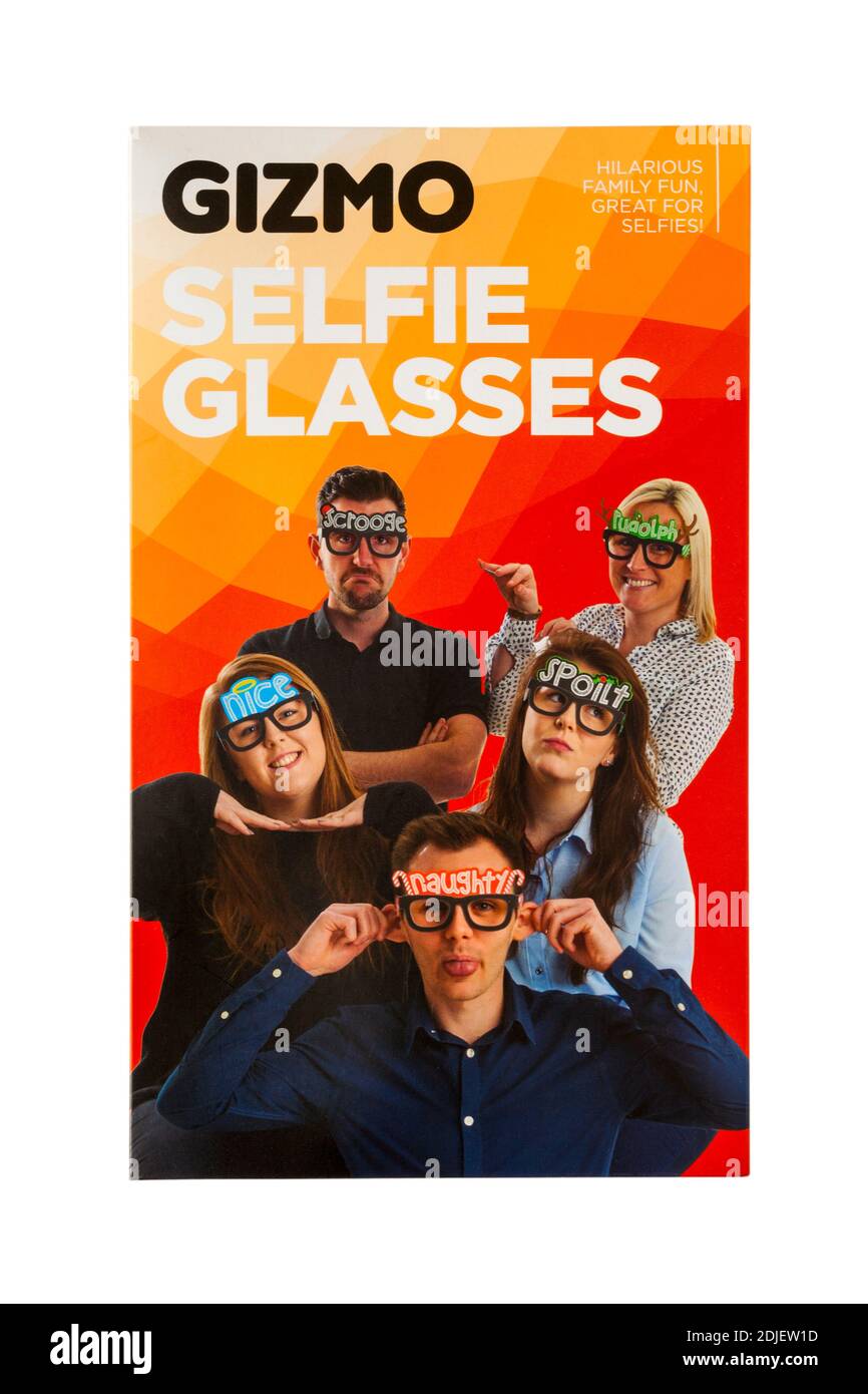 Gizmo Selfie Brille isoliert auf weißem Hintergrund - urkomische Familie Spaß großartig für Selfies Stockfoto
