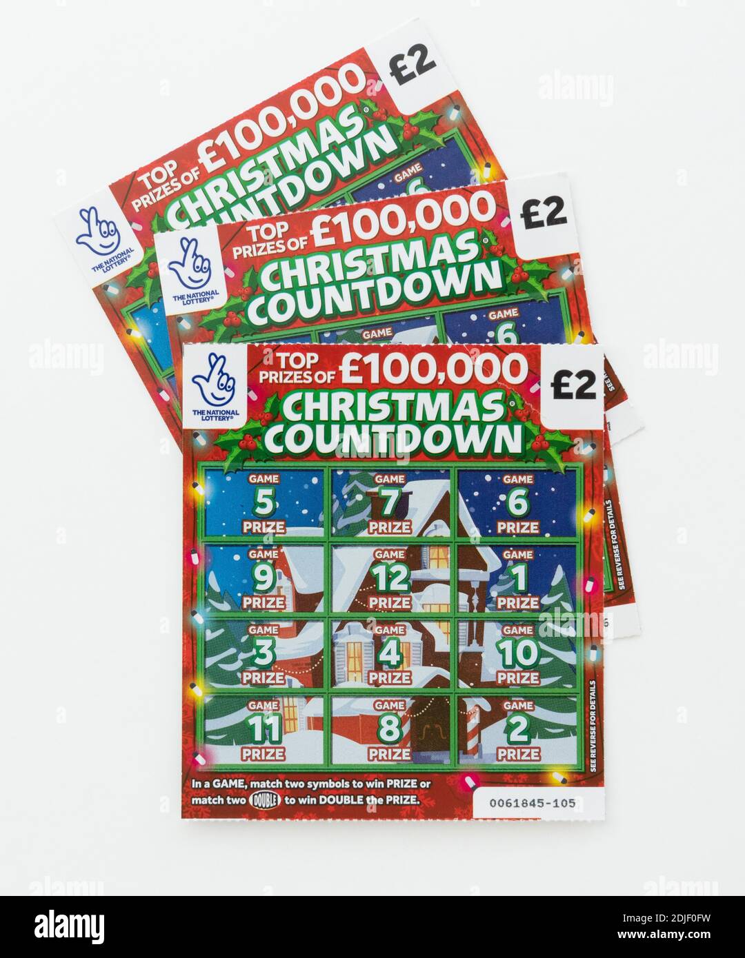 Christmas Countdown £2 Scratchcards - National Lottery UK Stockfoto