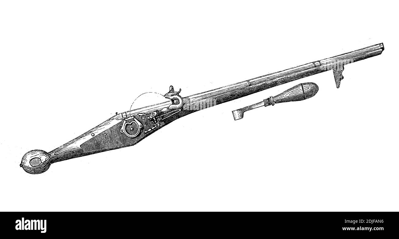 Arquebus, eine Form von Langwaffe, die im 15. Jahrhundert in Europa und im Osmanischen Reich