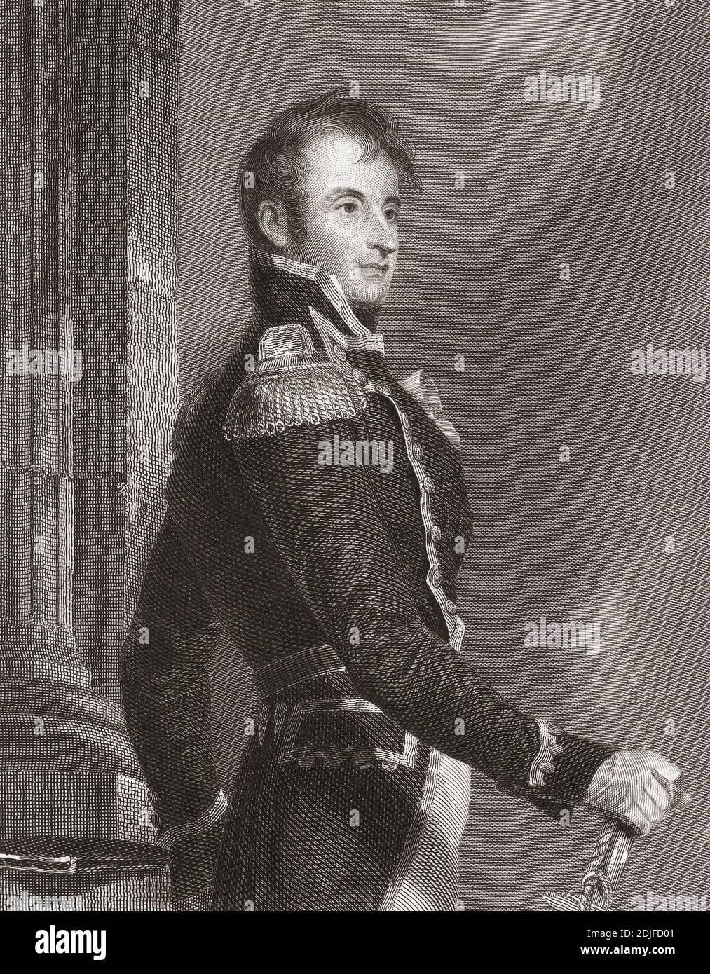 Stephen Decatur Jr, 1779 - 1820. Amerikanischer Marineoffizier. Er war berühmt für seine Führung und Heldentaten in vier Kriegen. Nach einem Stich von Asher Brown Durand nach einem Werk von Thomas Sully. Stockfoto