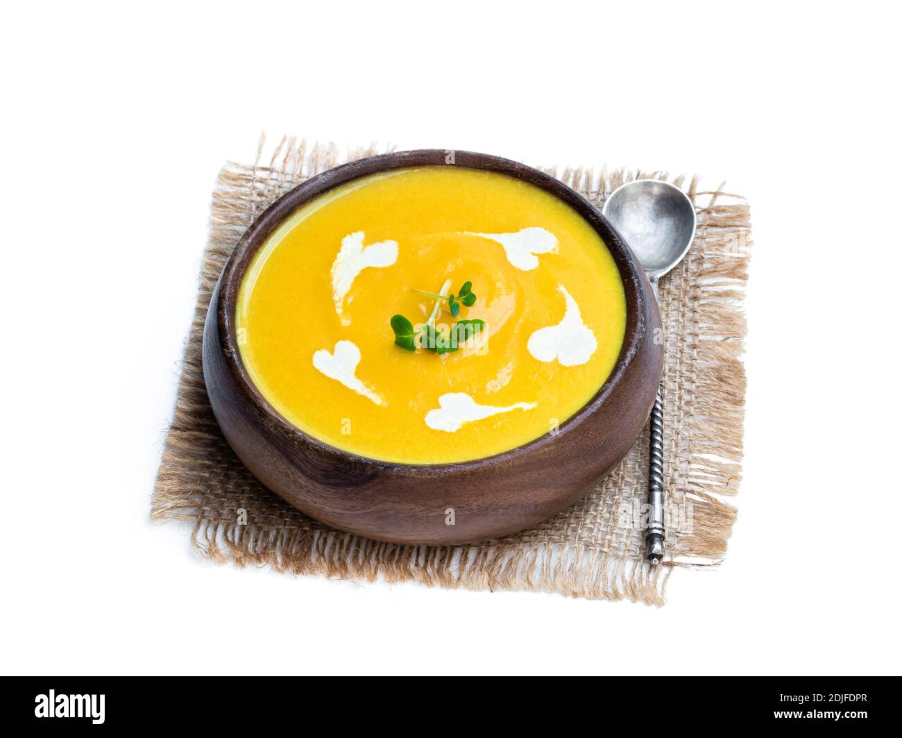 Herbst Kürbis Sahne Suppe auf weiß isoliert Stockfoto