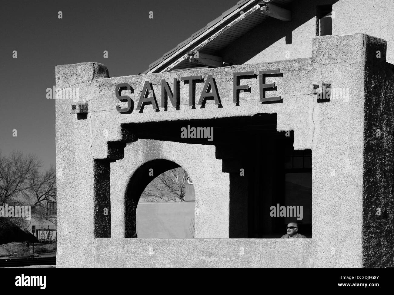 Das historische Atchison Topeka und Santa Fe Railroad Depot in Santa Fe, New Mexico. Stockfoto