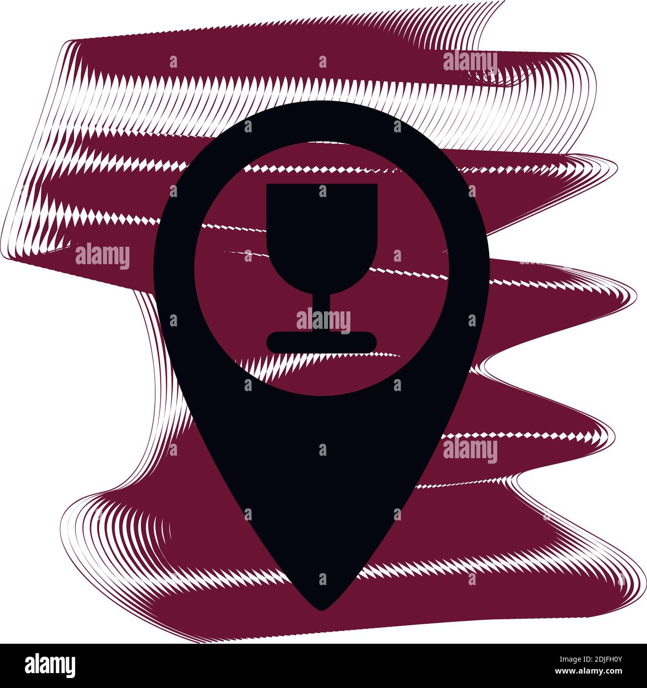 Die Lage der Getränkebar ist ein Symbol für ein Set. Kartenmarkierung auf Weinresten isoliert auf weißem Hintergrund. Vektor EPS 10. Stock Vektor