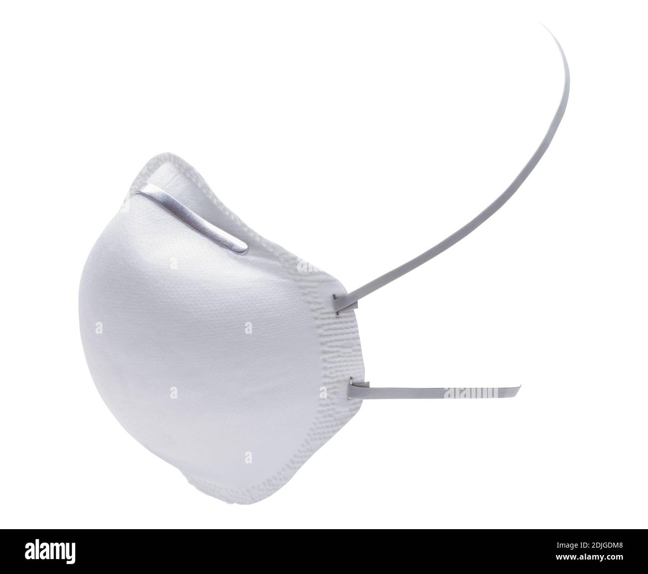 Seitenansicht des weißen N95-Maskenausschnitts. Stockfoto