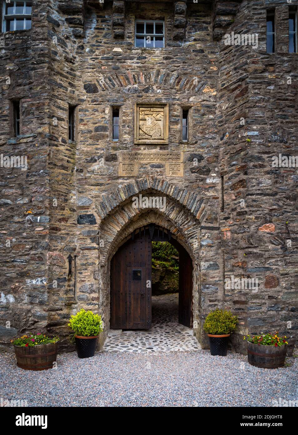 Tür von Eilean Donan Castle bei Kyle of Lochalsh in Die westlichen Highlands von Schottland Stockfoto