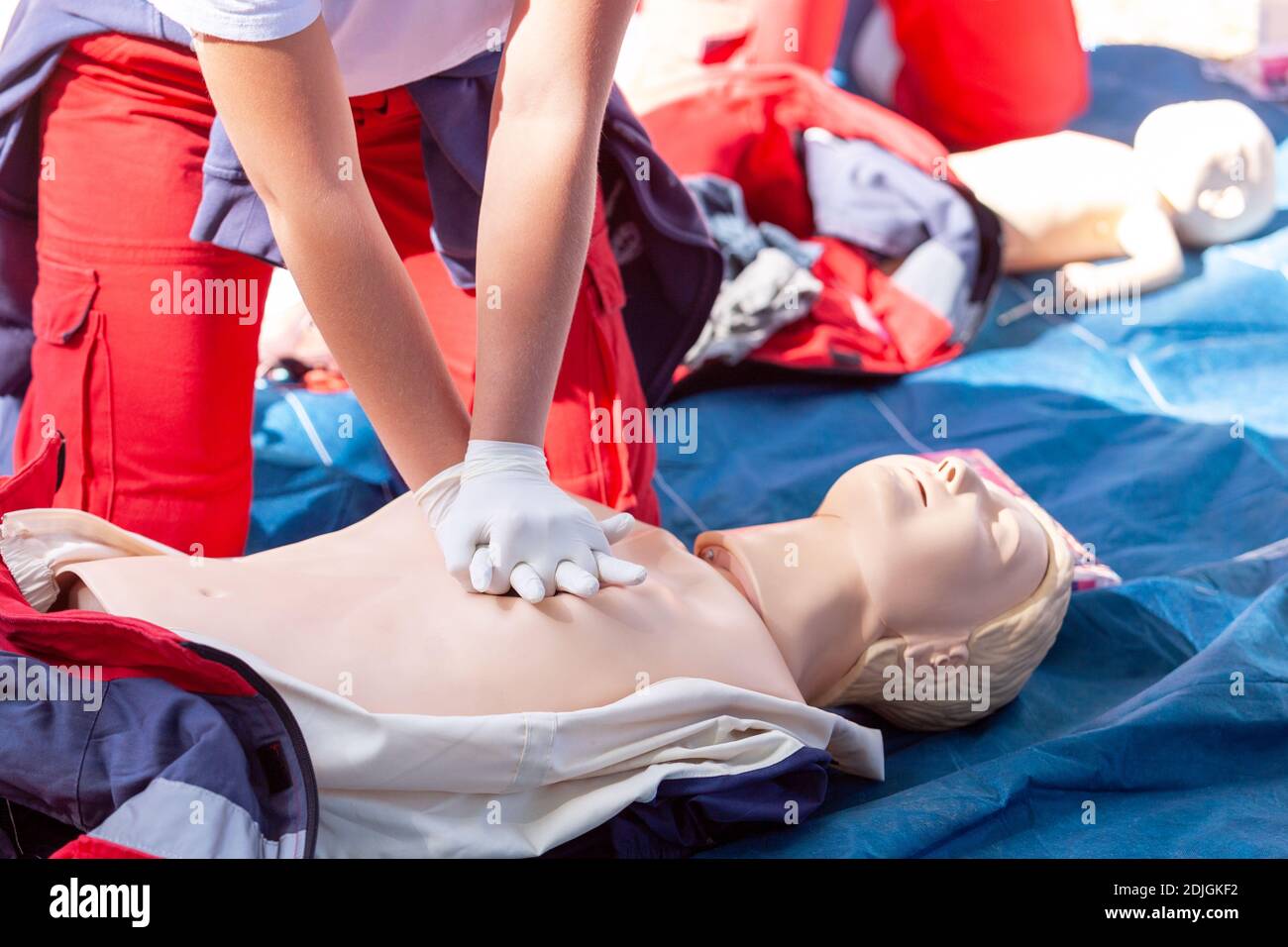 Erste Hilfe und HLW Training Stockfoto