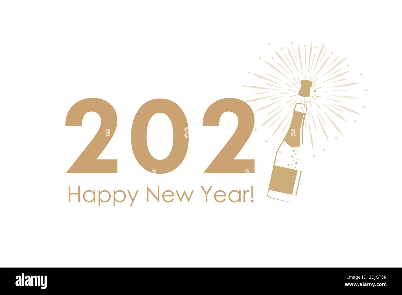 Frohes neues Jahr 2021 Typografie mit Feuerwerk und Champagner-Vektor Abbildung EPS10 Stock Vektor