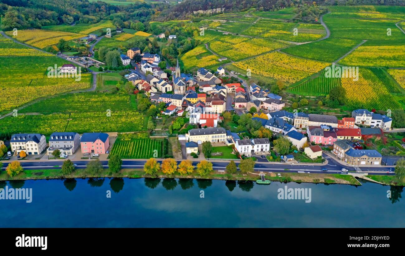 Weindorf Ahn an der Mosel, Kanton Grevenmacher, Großherzogtum Luxemburg Stockfoto