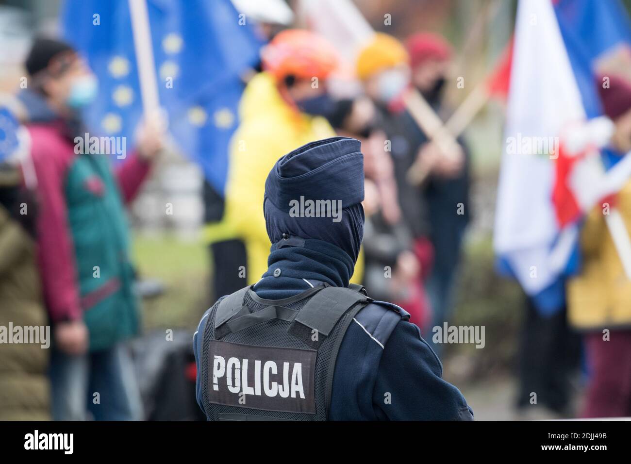 EU-Flaggen bei Protesten der pro-Europäischen Union in Danzig, Polen. 5. Dezember 2020 © Wojciech Strozyk / Alamy Stock Photo *** Ortsüberschrift *** Stockfoto