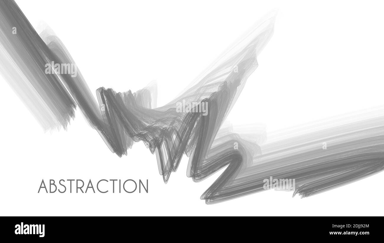 Graue Haarlinie Kunst Abstraktion auf weißem Hintergrund. Schwarz-Weiß-Vektorgrafiken Stock Vektor