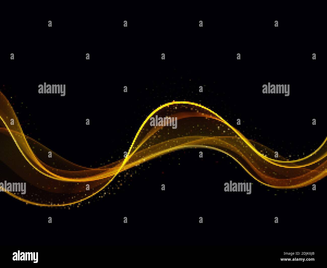 Glänzend abstrakter Goldstreifen auf dunklem Hintergrund Goldene bewegliche Welle Mit Glanz- und Glitzer-Effekt Stock Vektor