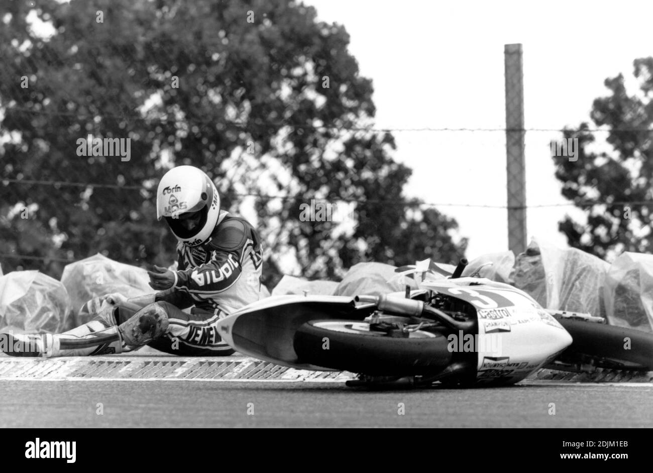 Carlos Lavado, Yamaha 250, Spanien Moto gp 1985 , Jarama Stockfoto