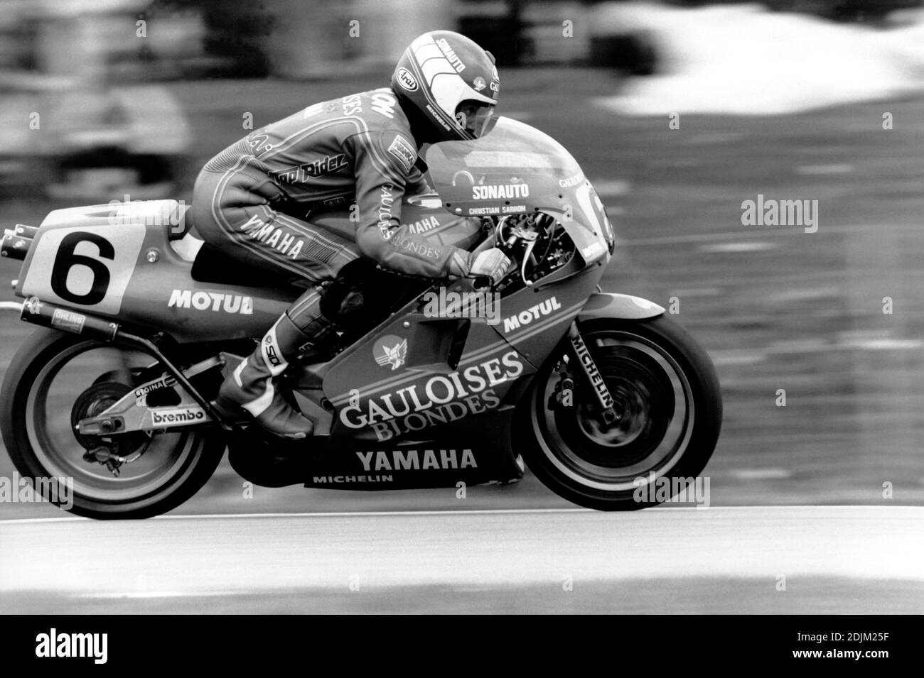 Christian Sarron (FR), Yamaha 500, 1985 Grand Prix Motorradrennsaison Stockfoto
