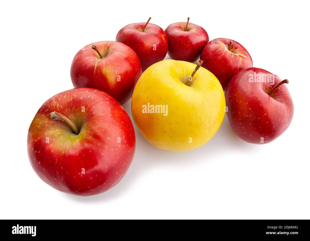 Rot Gelb apple Pfad isoliert auf weißem Stockfoto