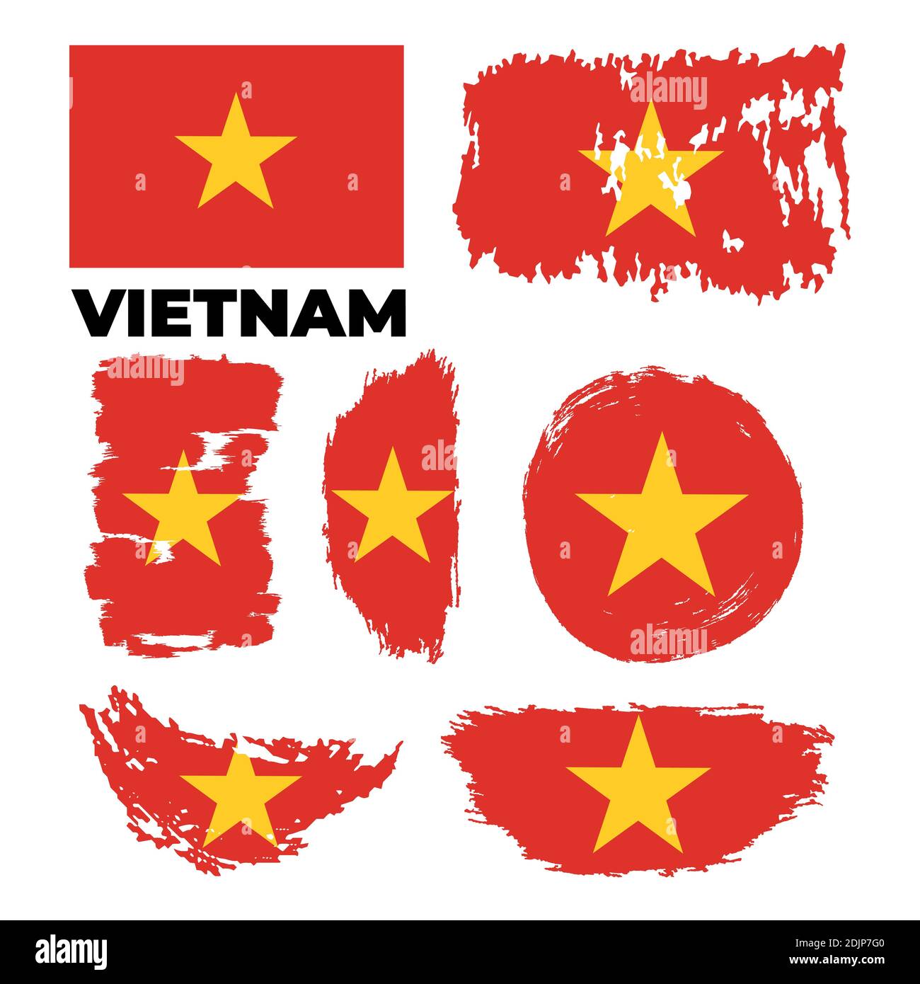 Grunge Pinselstrich mit Vietnam Nationalflagge. Stil Aquarell Zeichnung. Stock Vektor