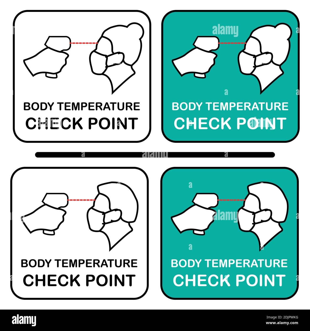 Set von Covid-19 Körpertemperatur Kontrollpunkt Symbol Design man Und Frau editierbare Vektor-Illustration Stock Vektor