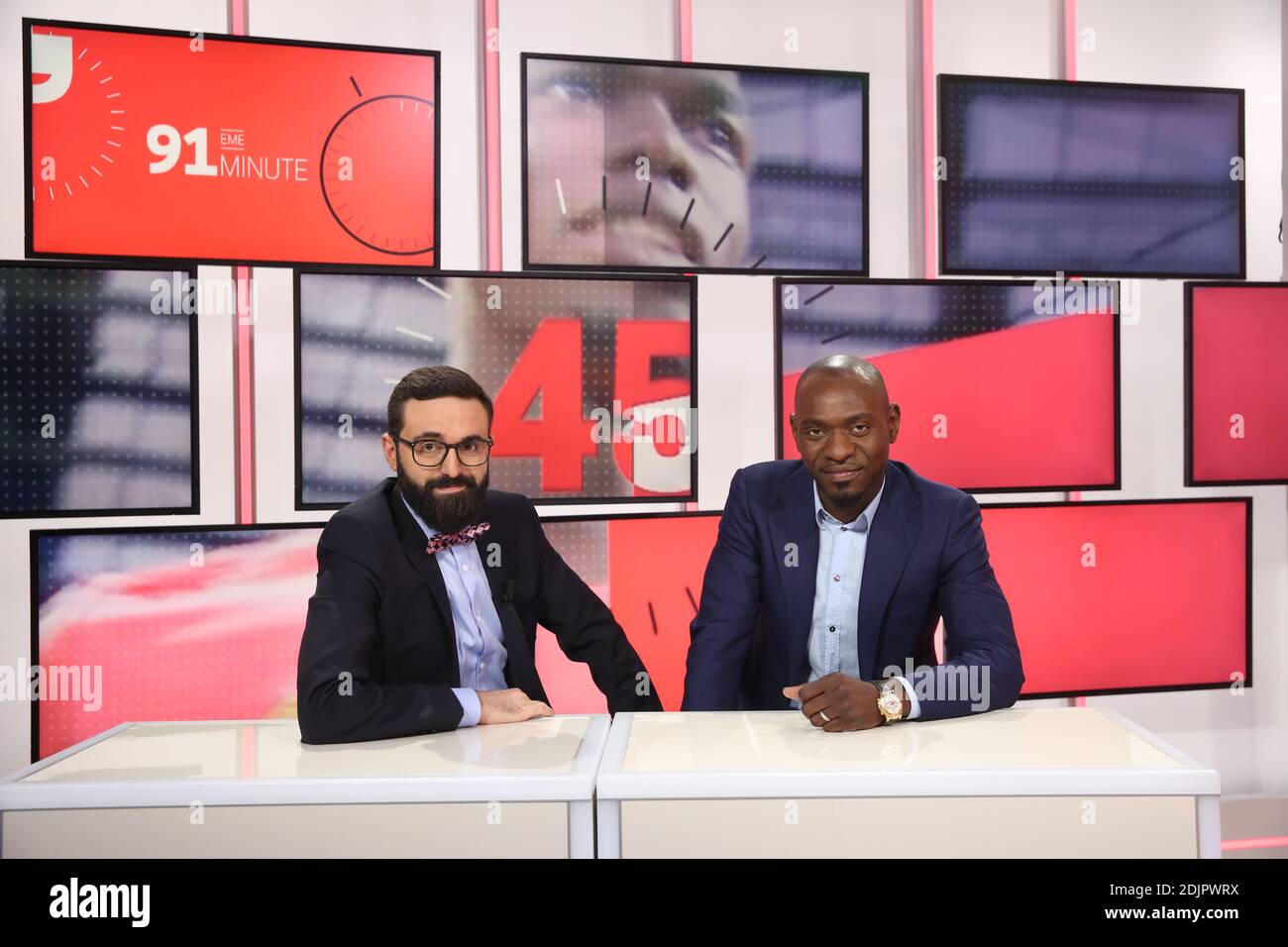 Exklusiv - Nicolas Vilas und Herita Ilunga bei der '91eme Minute' Talkshow auf SFR Sport 1 TV, in Paris, Frankreich, am 17. Oktober 2016. Foto von Jerome Domine/ABACAPRESS.COM Stockfoto