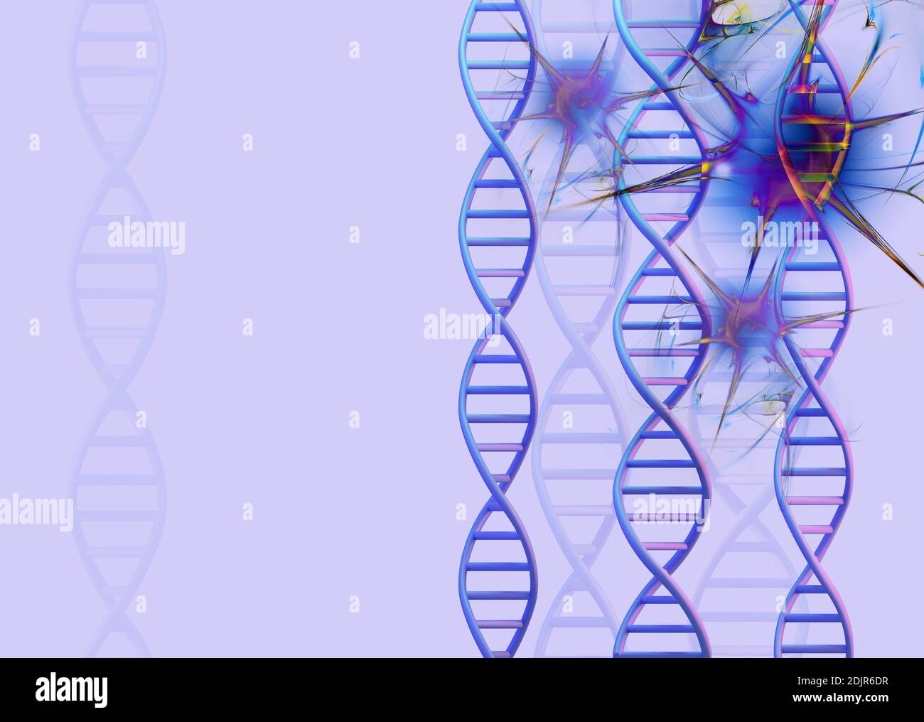 Struktur der DNA-Moleküle. DNA-Kettenabbau, genetische Mutation, 3d-Rendering Stockfoto