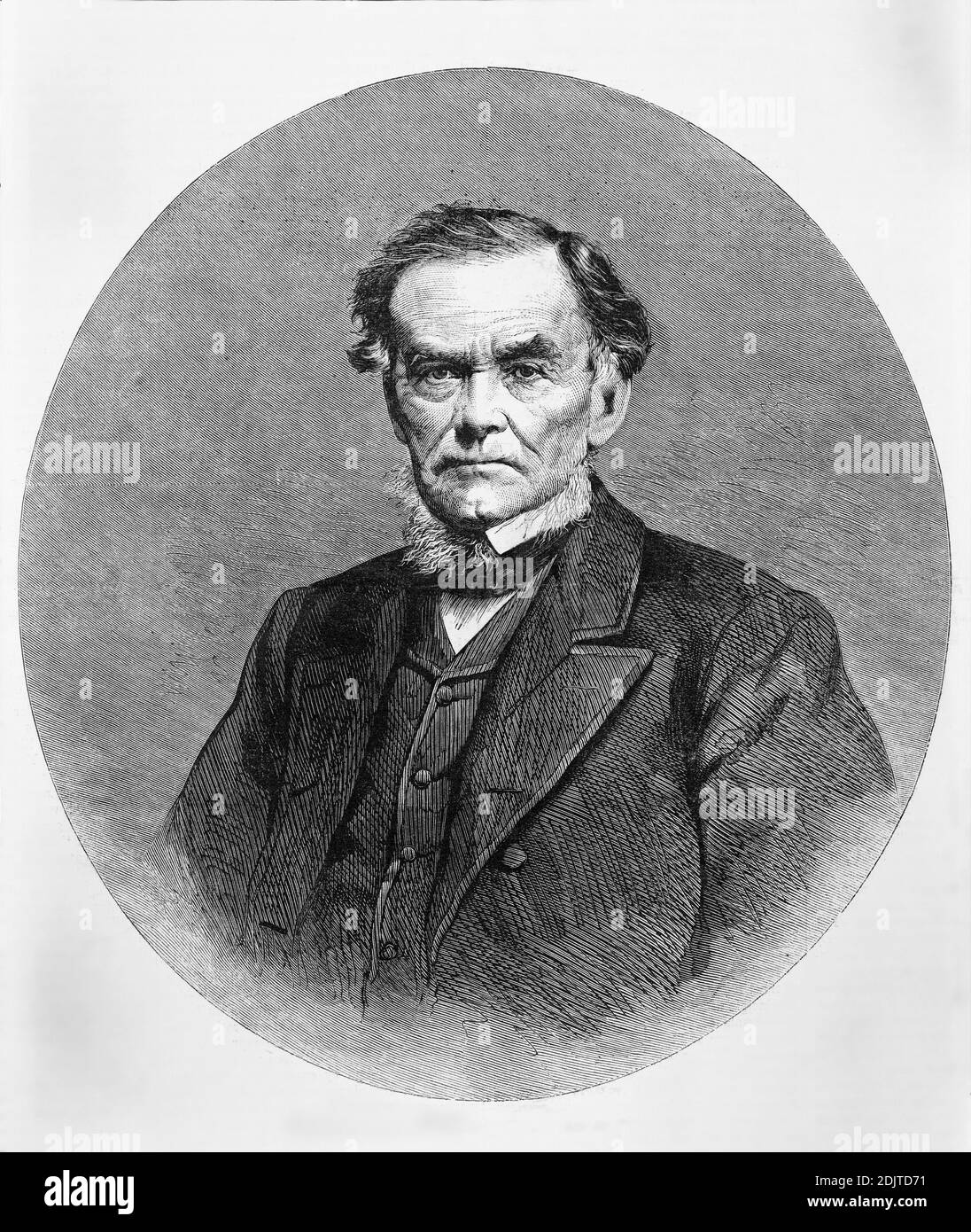 Daniel Drew (1797-1879), amerikanischer Geschäftsmann, Steamship and Railroad Developer, und Financier, Illustration von Foto von Mathew Brady, Harper's Weekly, 27. April 1867 Stockfoto