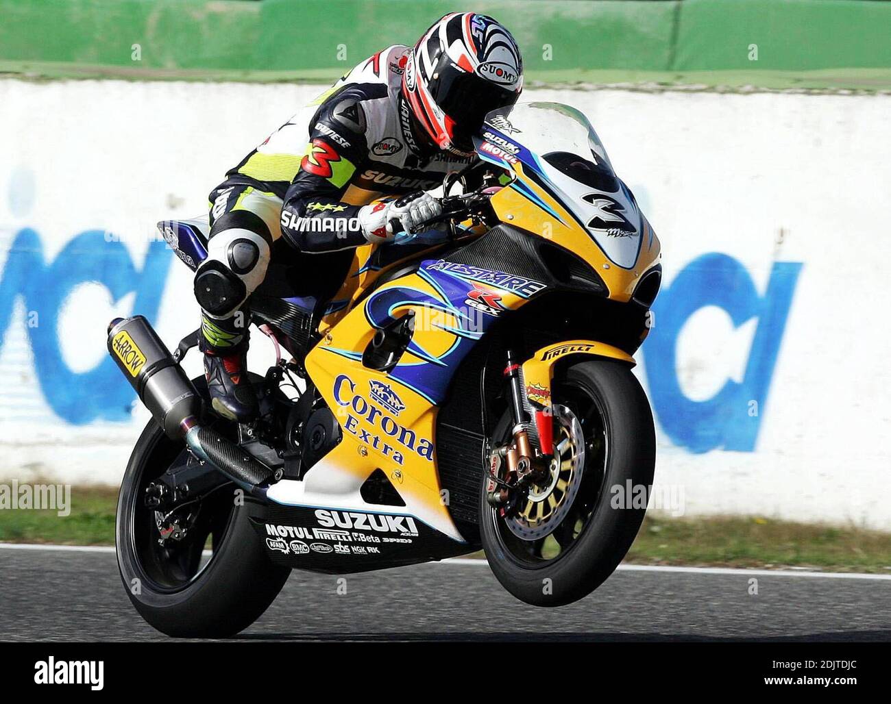 Ex-Weltmeister Max Biaggi debütiert sein neues Suzuki Superbike, Vallelunga Circuit, Rom, Italien, 11/30/06 Stockfoto