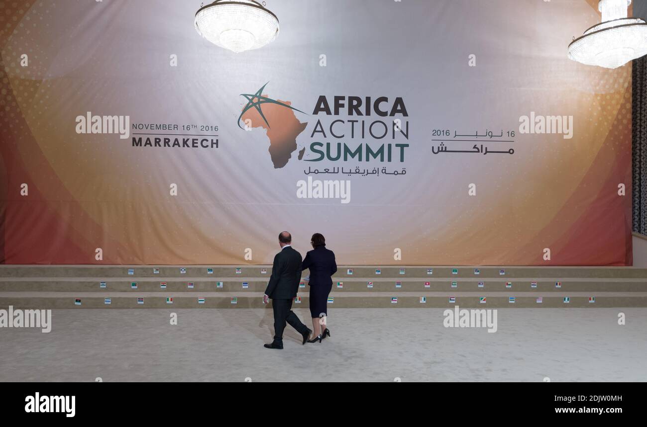 Atmosphäre während eines Treffens des Afrika-Aktionsgipfels am Rande der UN-Klimakonferenz COP22 in Marrakesch, Marokko am 16. November 2016. Foto von Jacques Witt/Pool/ABACAPRESS.COM Stockfoto