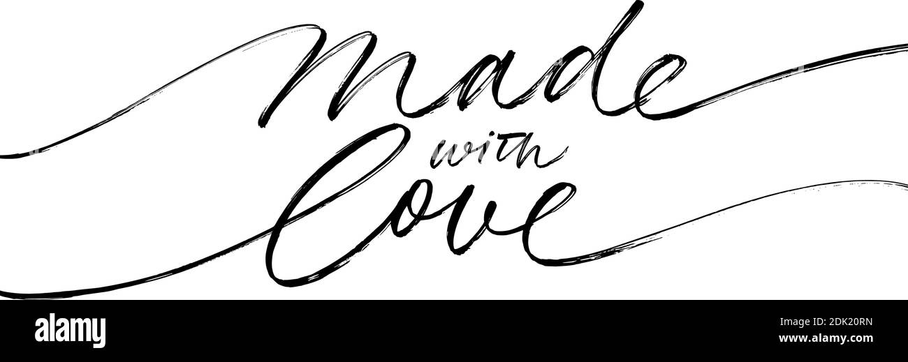 Hergestellt mit Love-Schriftzug für handgefertigte Ware. Stock Vektor