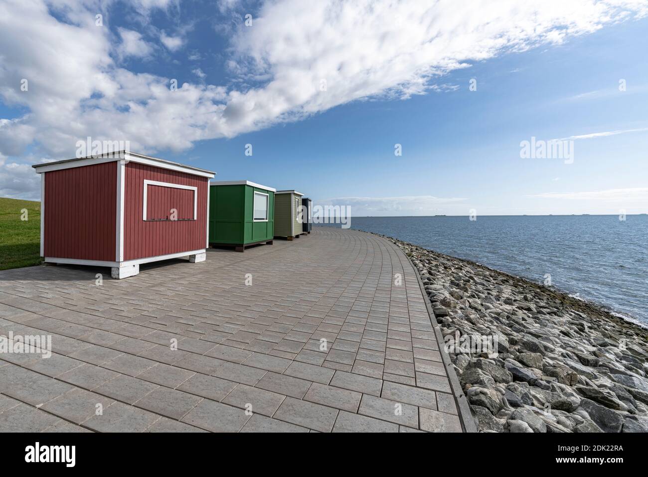 Strandstände, Strandhütten, Dagebüll, Nordsee, Schleswig-Holstein, Deutschland, Europa Stockfoto