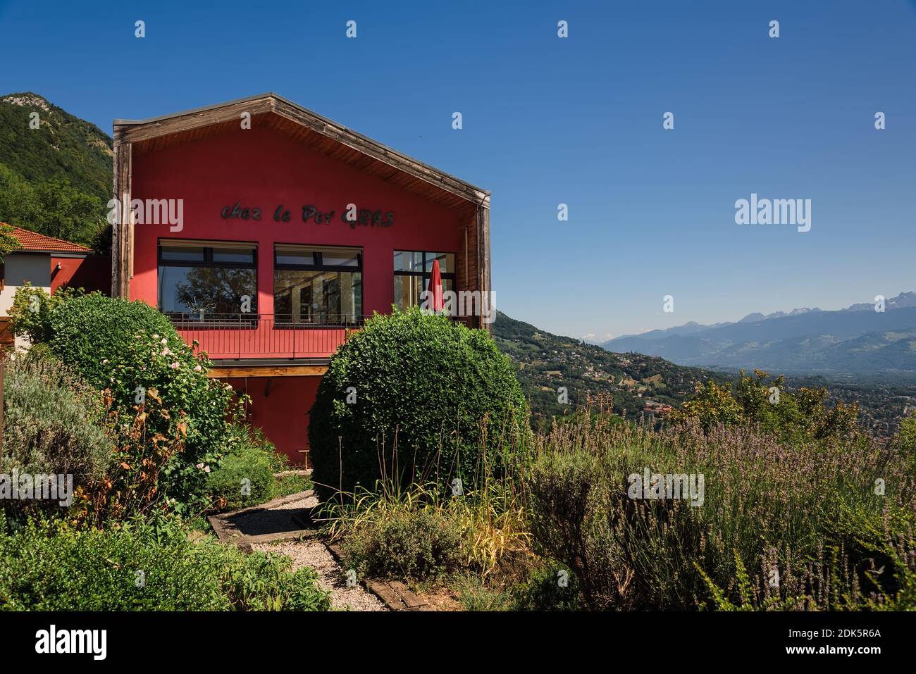 Restaurant auf Grenoble Bastille Hilltop Stockfoto