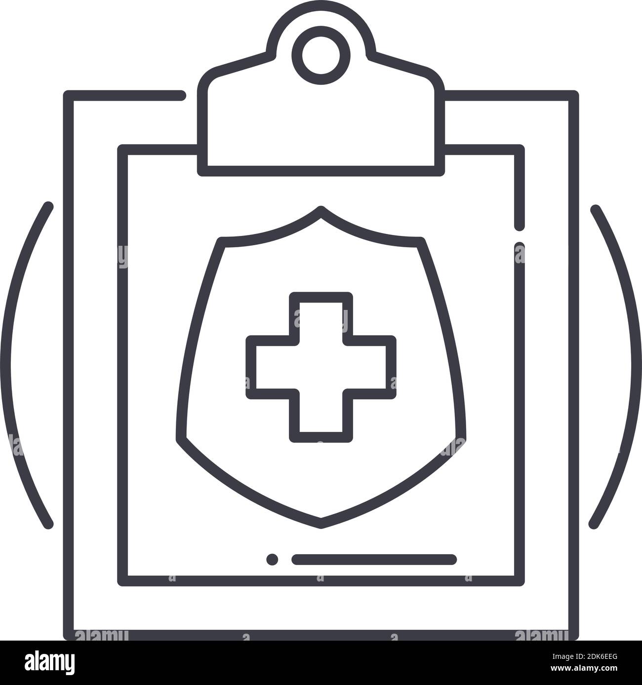 Insurnace Symbol, lineare isolierte Illustration, dünne Linie Vektor, Web-Design-Zeichen, Umriss Konzept Symbol mit editierbarer Kontur auf weißem Hintergrund. Stock Vektor