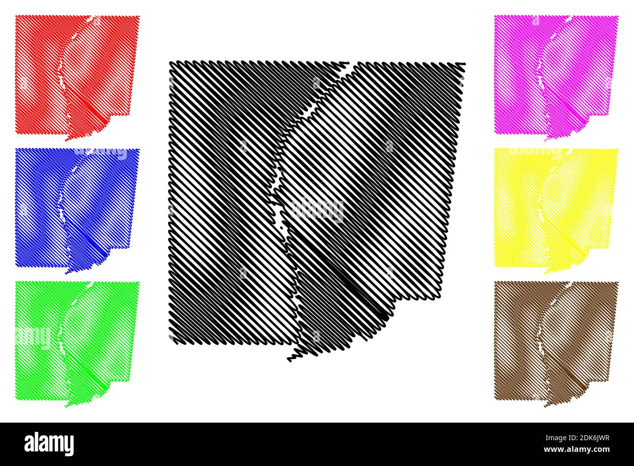 Monroe County, Mississippi (US County, Vereinigte Staaten von Amerika, USA, USA, US) Karte Vektor Illustration, Scribble Skizze Monroe Karte Stock Vektor