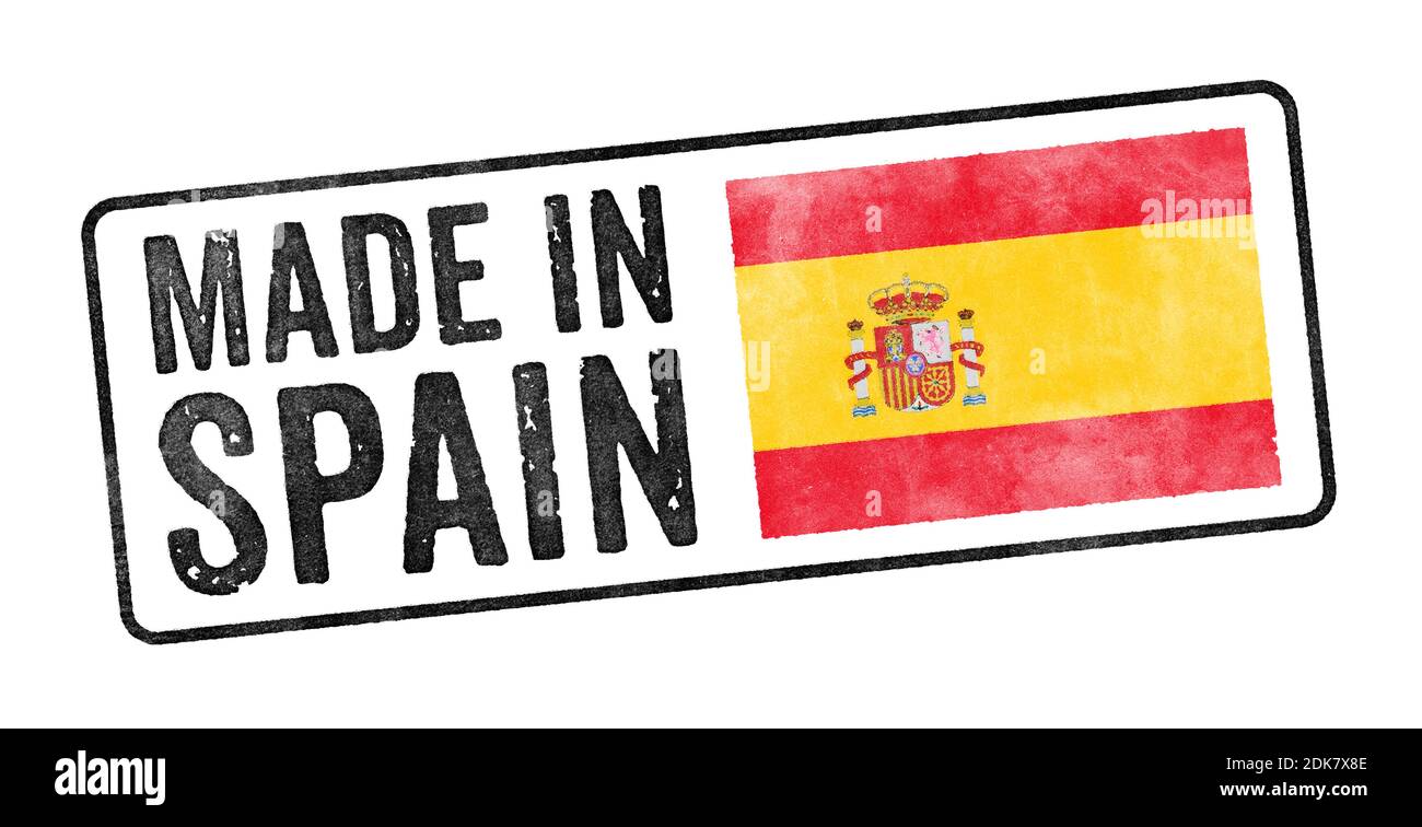 Stempel auf weißem Hintergrund - Made in Spain Stockfoto