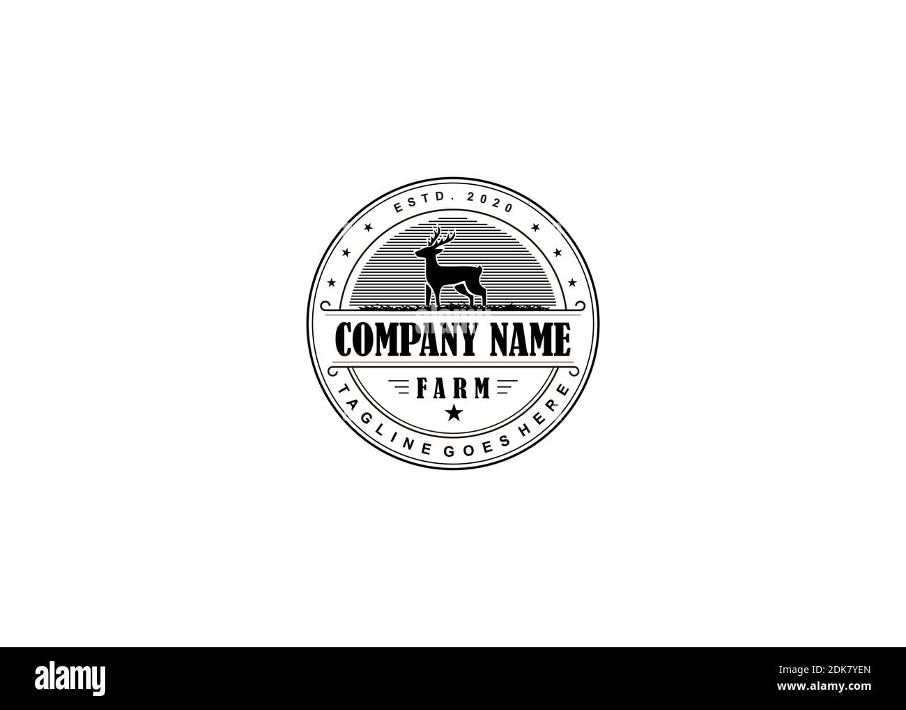 Retro Vintage Rinder / Rind Emblem Label Logo Design und Inspiration für Hirsch-Symbole Stock Vektor