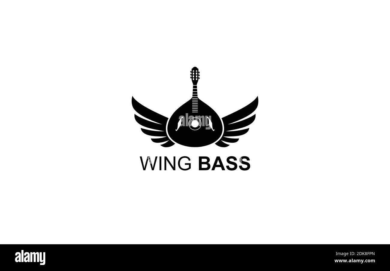 Flügel Bass Logo Symbol Symbol Design Inspiration. Stock Vektor