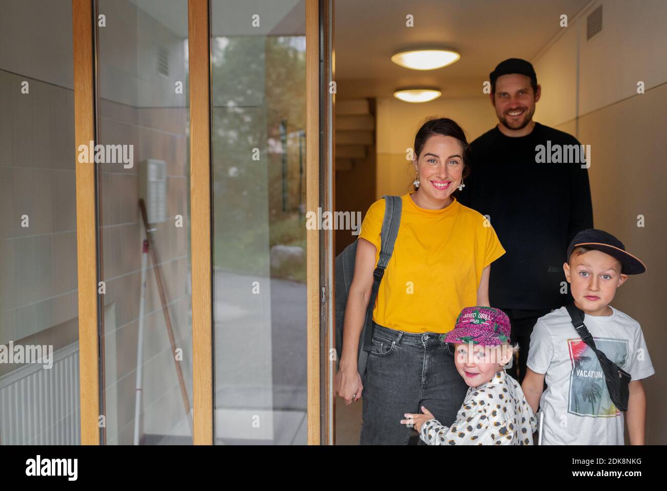 Familie mit zwei Söhnen Stockfoto