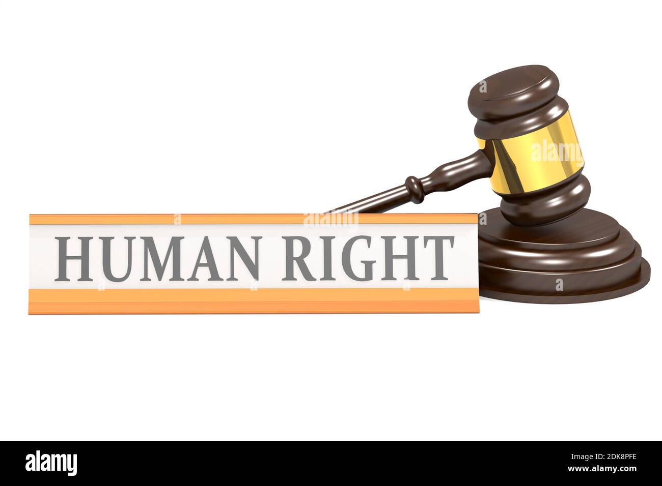 Hölzerner Richter Gavel und Menschenrechts Banner, 3d-Rendering Stockfoto