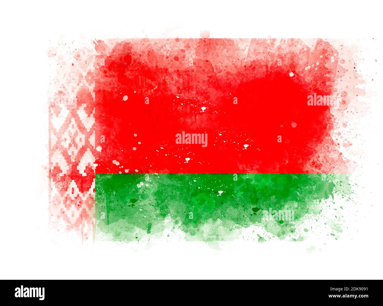 Flagge Weißrussland als Aquarell-Illustration Stockfoto