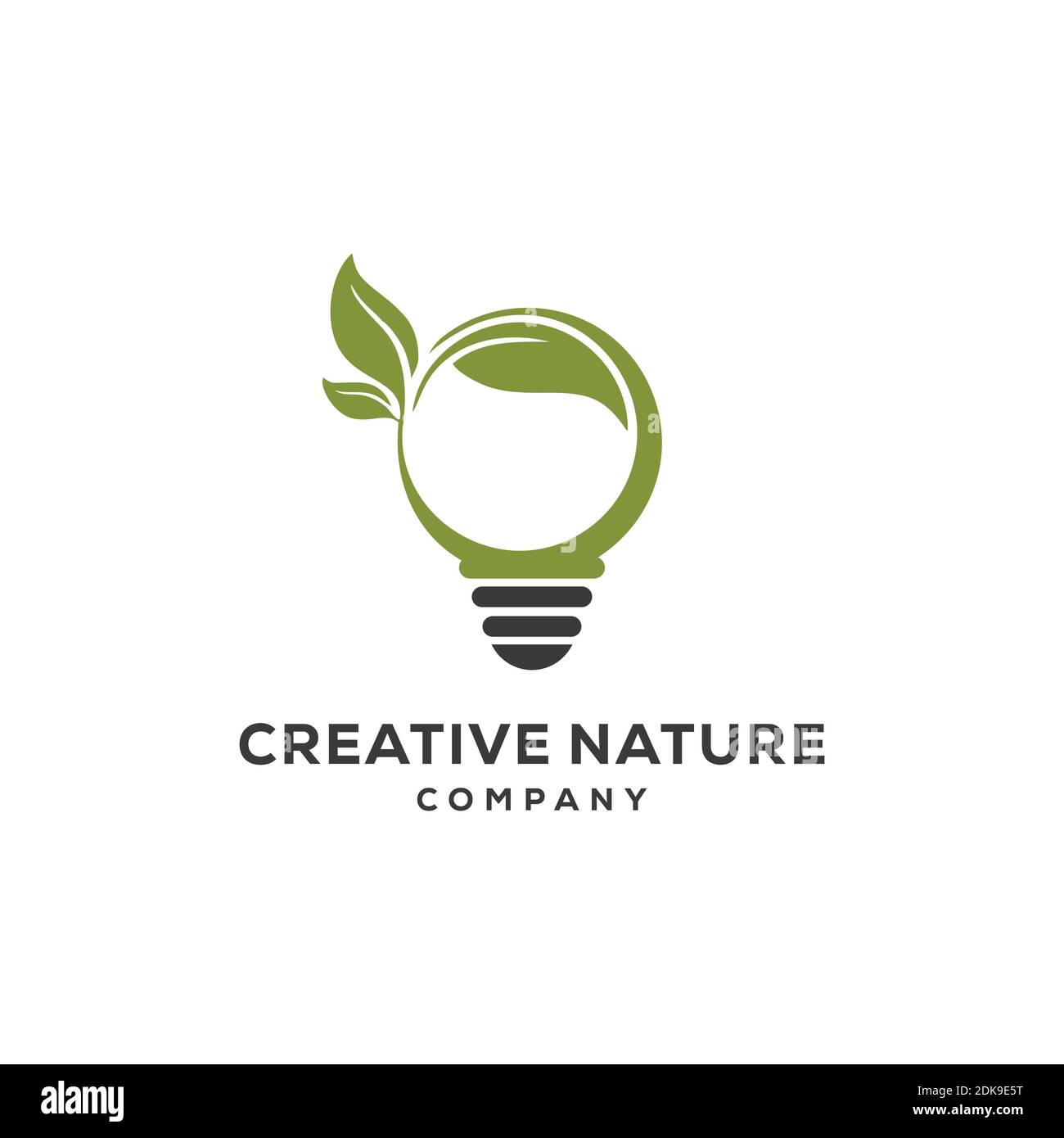 Grüne Glühbirne und hinterlässt frische kreative Idee Logo Stock Vektor