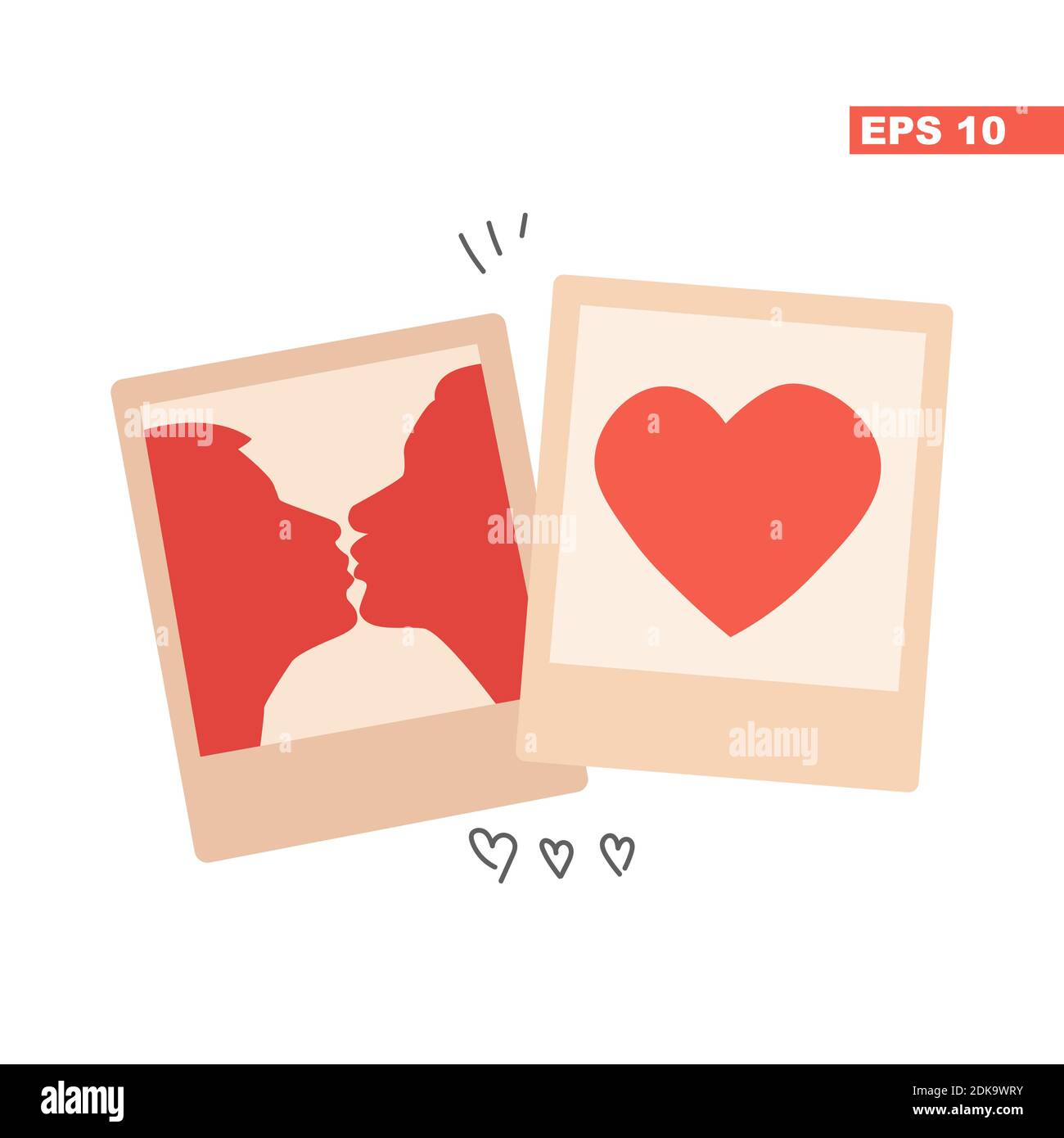 Vektor flache Symbol für valentinstag oder Hochzeit. Foto in mit Rahmen küssen Liebhaber und Herzen. Abbildung isoliert auf weißem Hintergrund. Für Weddin Stock Vektor