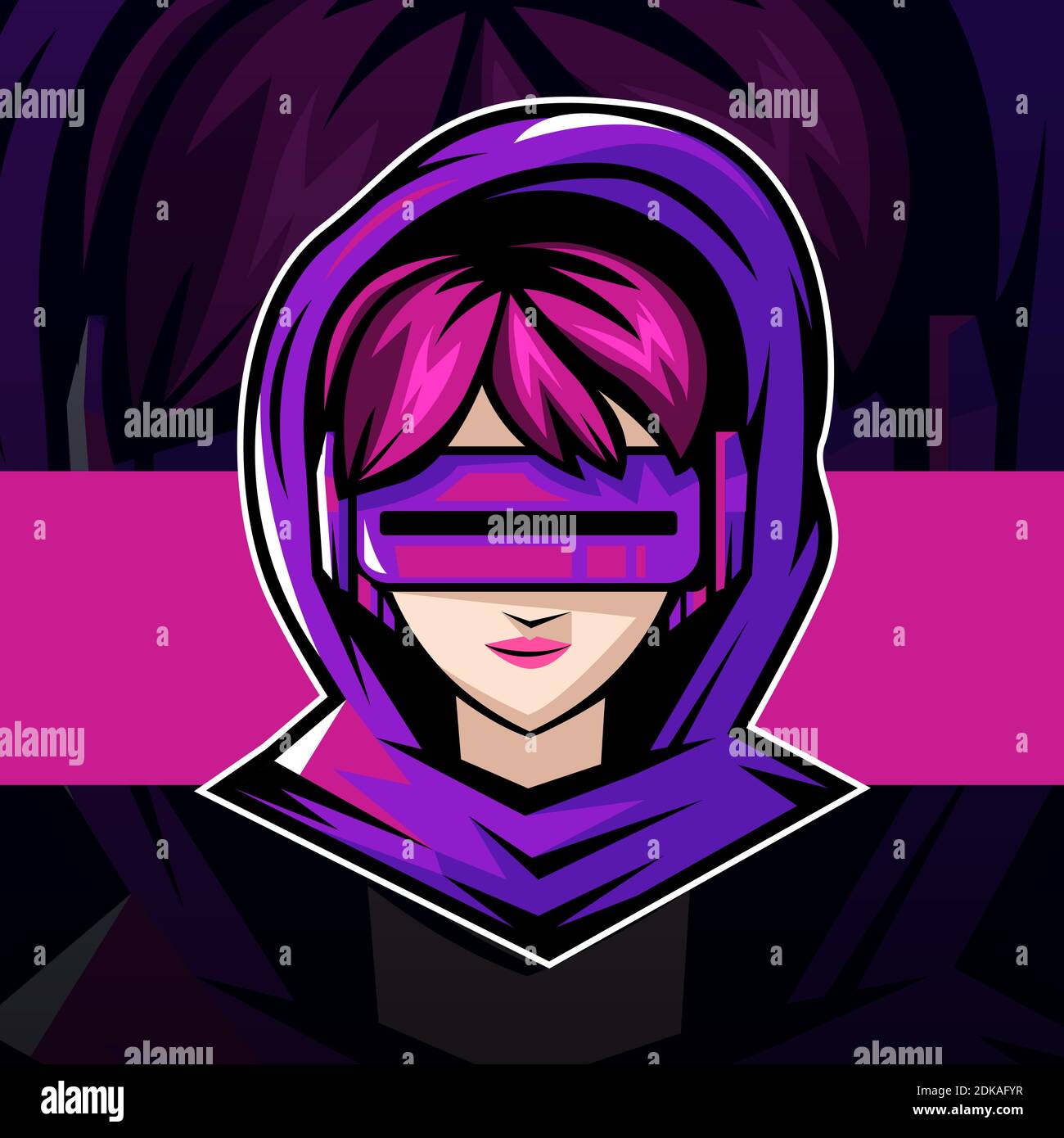 Cyber Gamer Mädchen esport Logo Maskottchen Design. Vektorgrafik. Stock Vektor