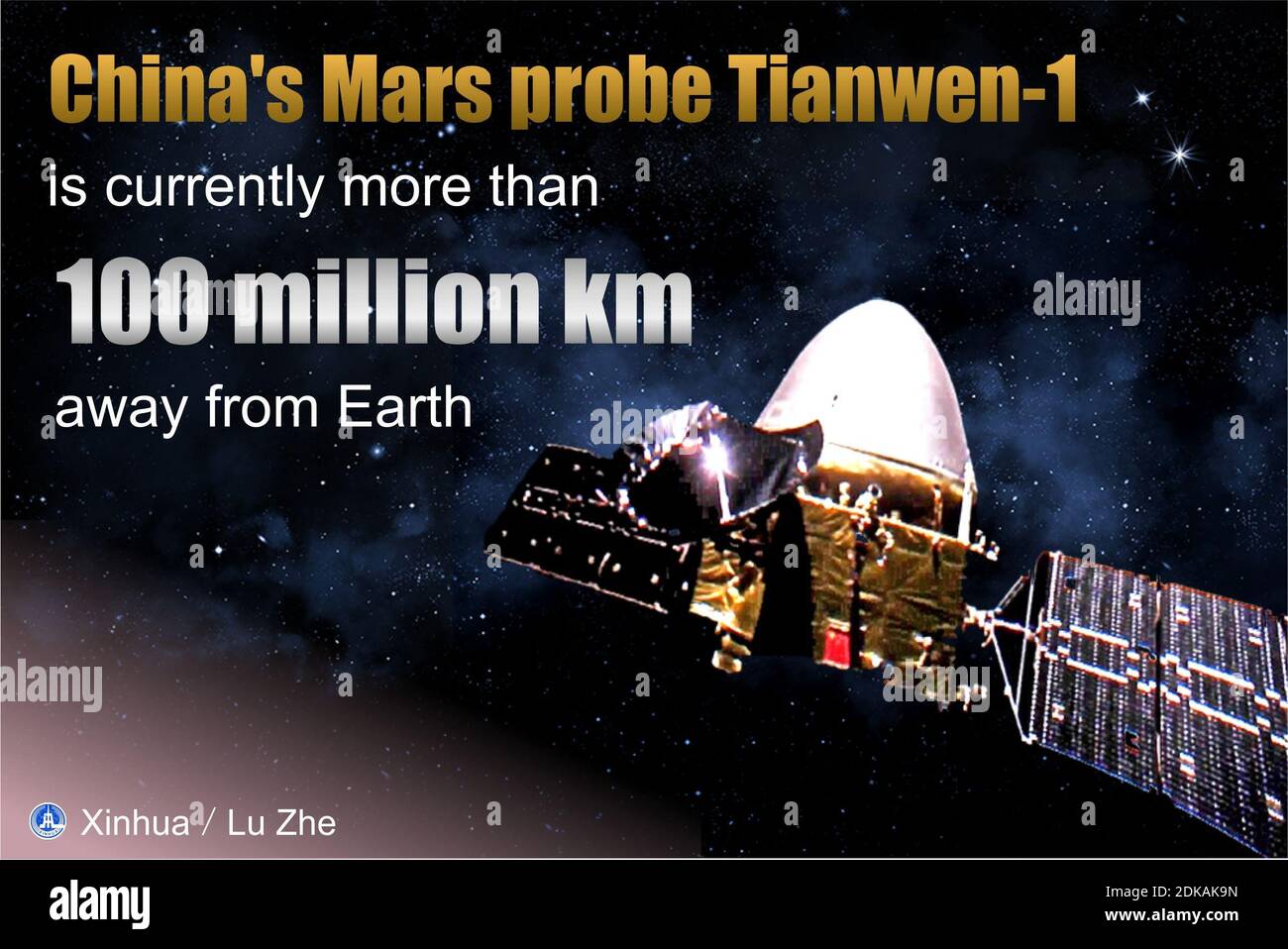 Peking, China. Dezember 2020. Chinas Mars-Sonde Tianwen-1 ist derzeit mehr als 100 Millionen Kilometer von der Erde entfernt und funktioniert normal, nach Angaben der China National Space Administration am Dienstag. Kredit: Lu Zhe/Xinhua/Alamy Live Nachrichten Stockfoto