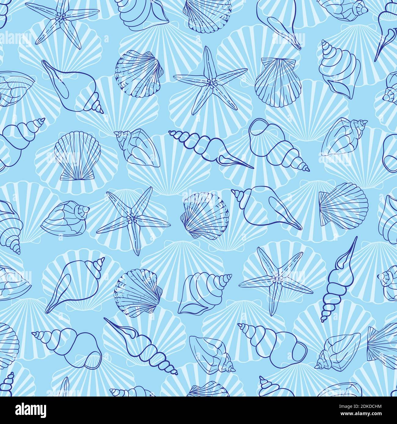 Seashell Nahtloses Muster. Hintergrund des Schallkallopvektors. Stock Vektor