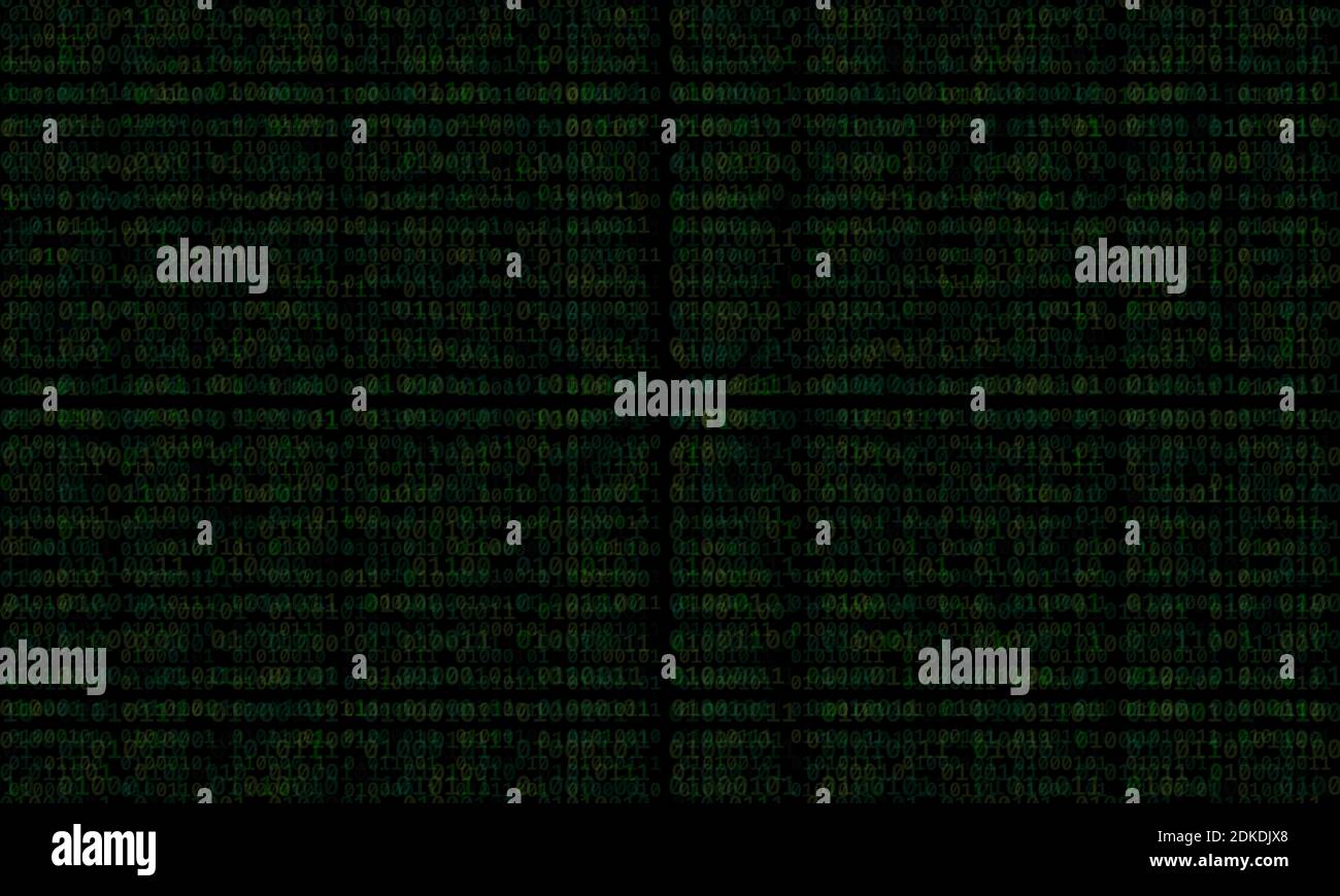 Bewegungsunschärfe-Binärcode über dunklem Hintergrund. Stock Vektor