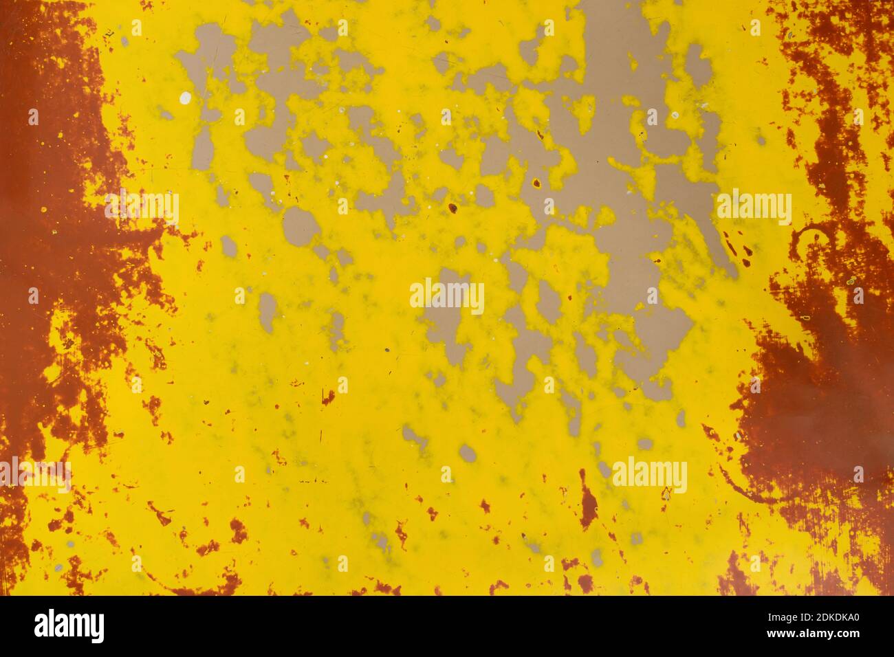 Texture Hintergrund des alten Linoleums abstrakt mit Farbe mit Flecken und Flecken von gelb, braun und grau gemalt Stockfoto