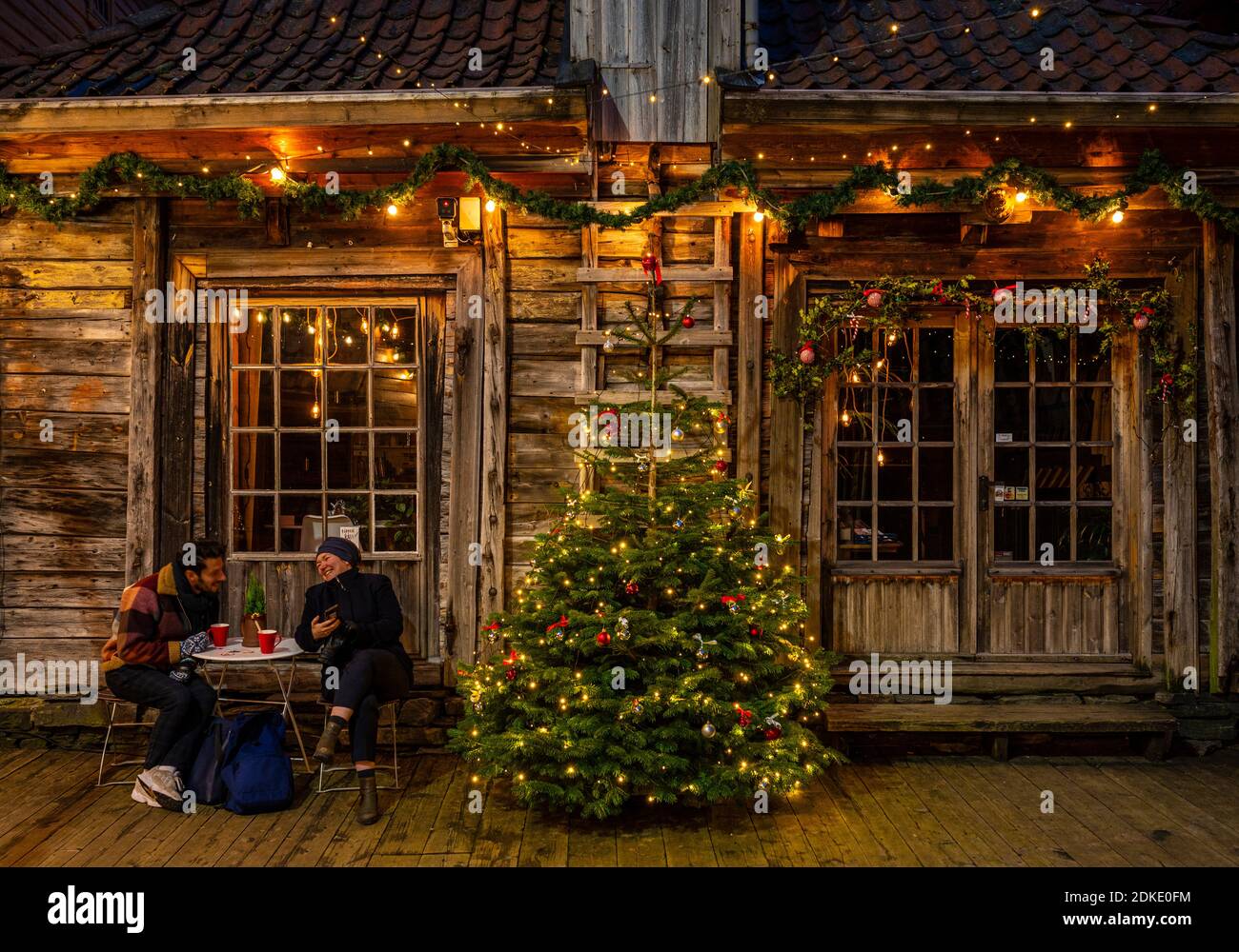 Weihnachtszeit in Bergen, Norwegen. Stockfoto