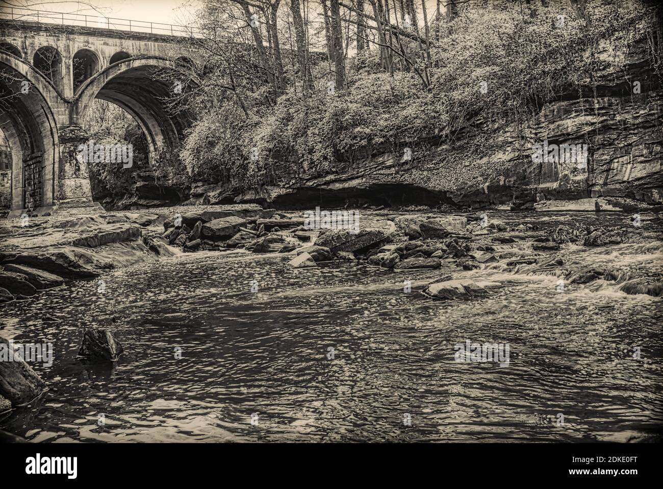 Nostalgische Szene aus dem David Fortier River Park. Stockfoto