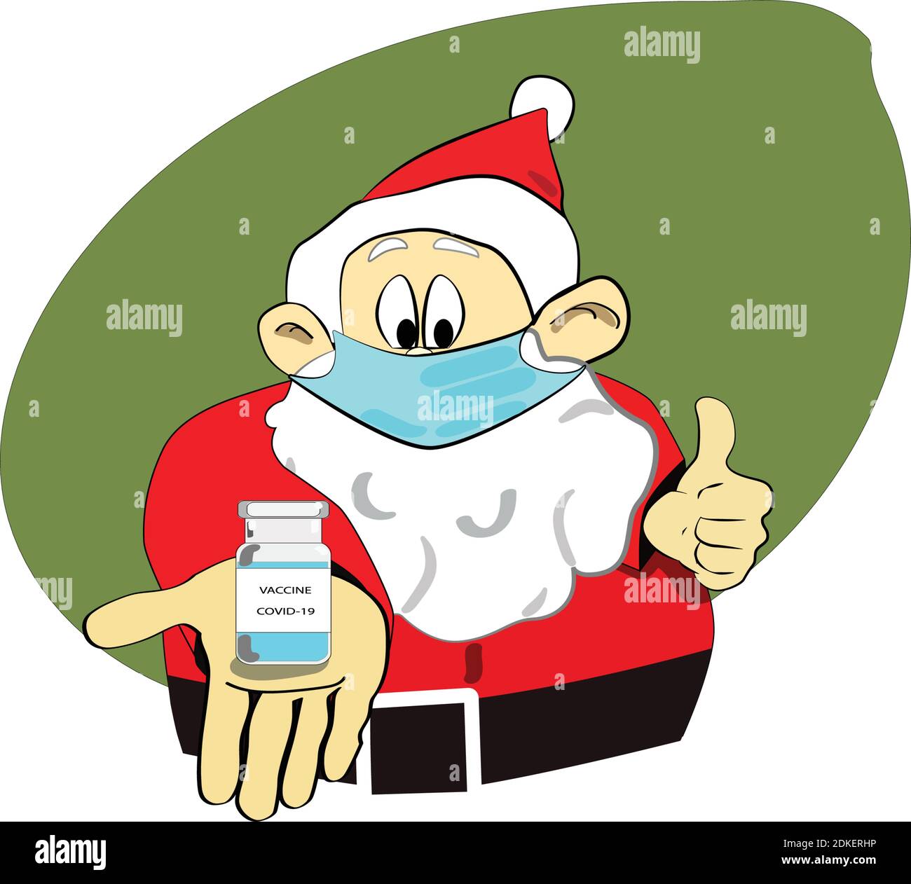 Vector de Santa Claus, bietet als Geschenk an diesen Weihnachtsterminen eine Dosis des lang erwarteten Impfstoffs für das covid 19 Coronavirus Stock Vektor