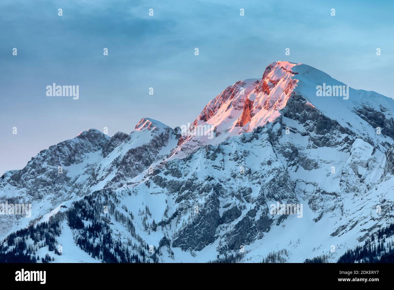 Sonnenaufgang auf dem Hohen Goell / hoher Göll, Berchtesgadener Alpen, an der Grenze zu Bayern und Salzburg, Österreich / Deutschland, Europa Stockfoto