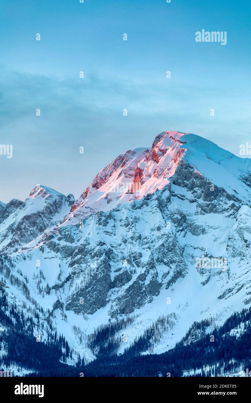 Sonnenaufgang auf dem Hohen Goell / hoher Göll, Berchtesgadener Alpen, an der Grenze zu Bayern und Salzburg, Österreich / Deutschland, Europa Stockfoto
