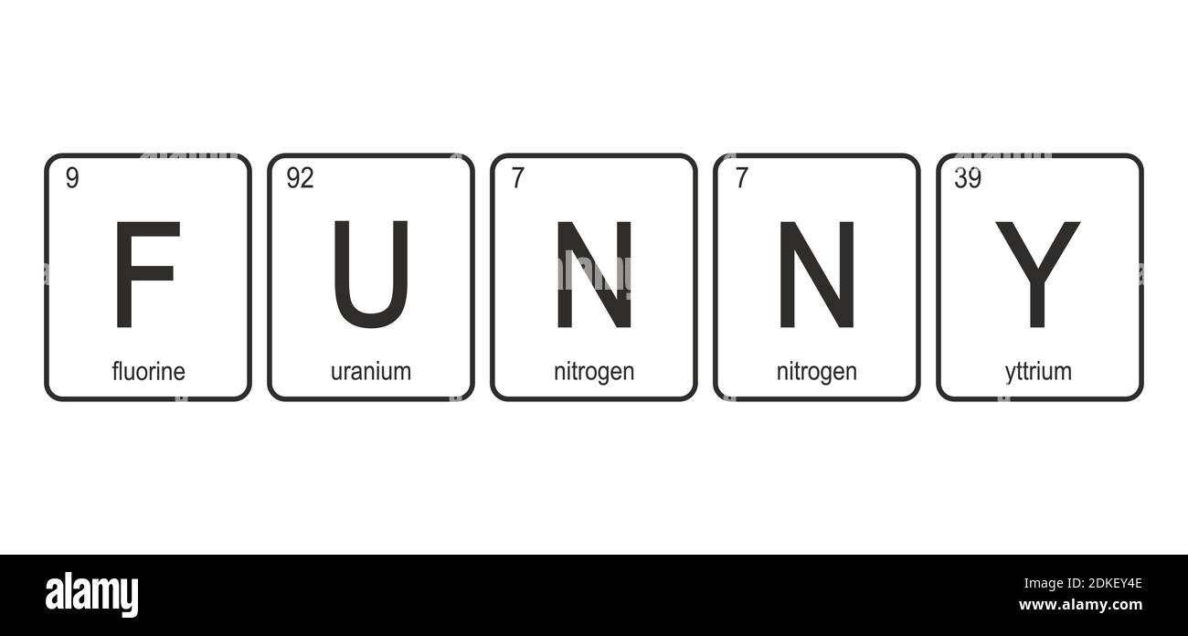 Die chemischen Elemente des Periodensystems, lustige Phrase LUSTIG