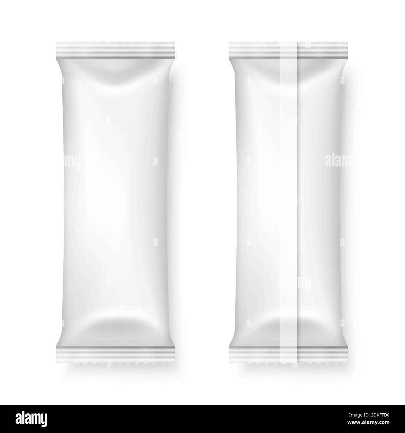 Vektor 3d realistische Blank White Verpackung Icon Set Nahaufnahme isoliert auf Weiß. Kaffee, Tee, Salz, Zucker, Gewürze, Schokolade, Süßigkeiten Wrapper, Beutel Stock Vektor